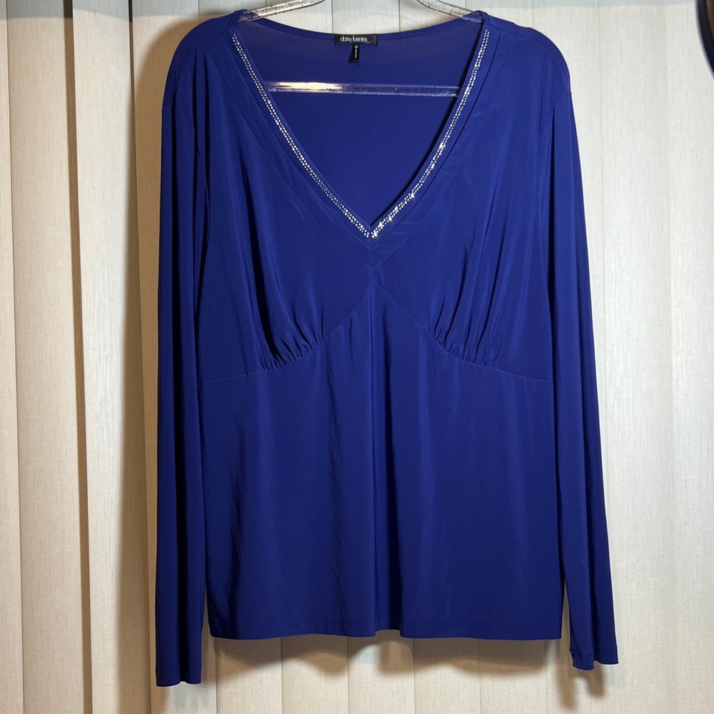 Daisy Fuentes Royal Purple Top with Metallic Trim